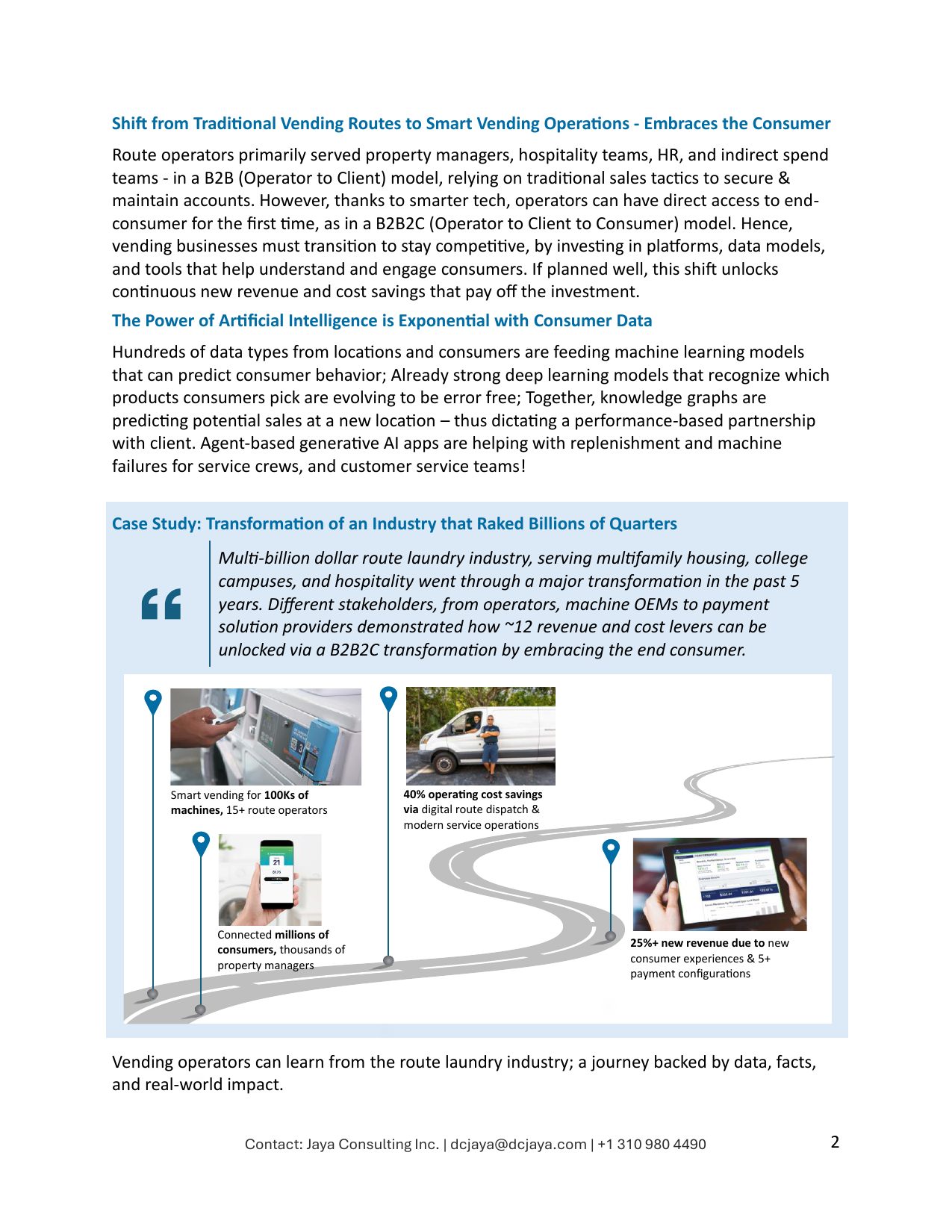 Article page 2: Shift from Traditional Vending Routes to Smart Vending Operations, and case study.